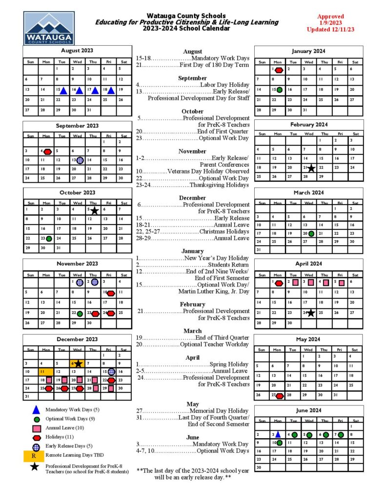 Watauga County Schools Calendar