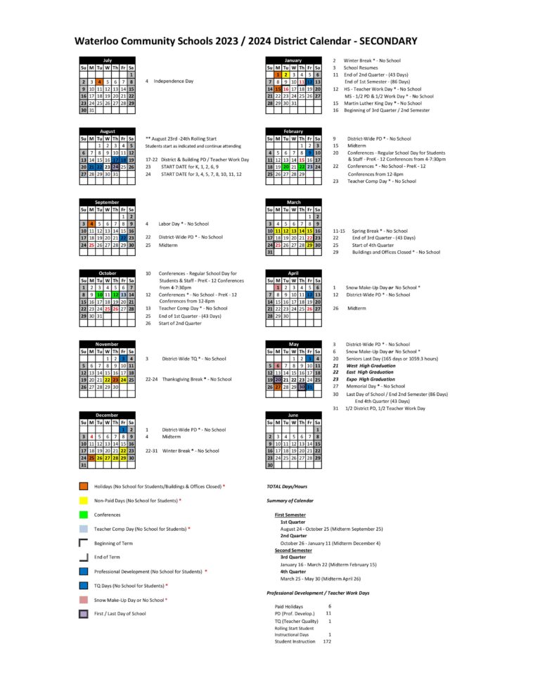 Waterloo School District Calendar 20232024 in PDF School Calendar Info