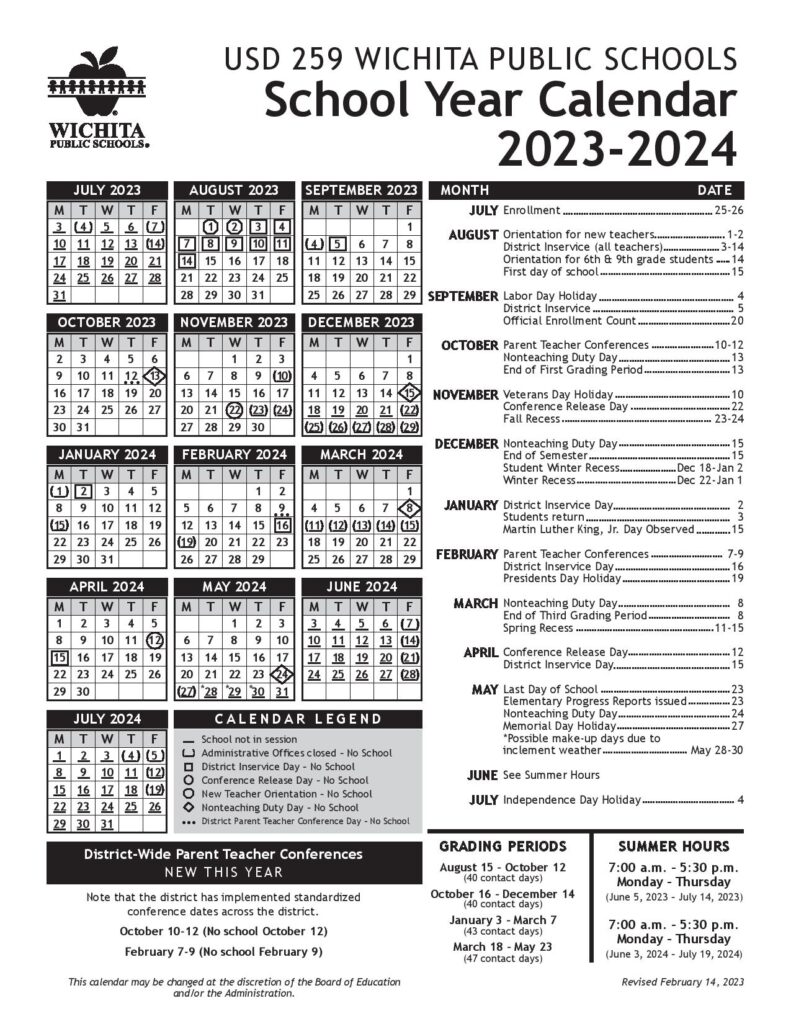 Wichita Public Schools Calendar