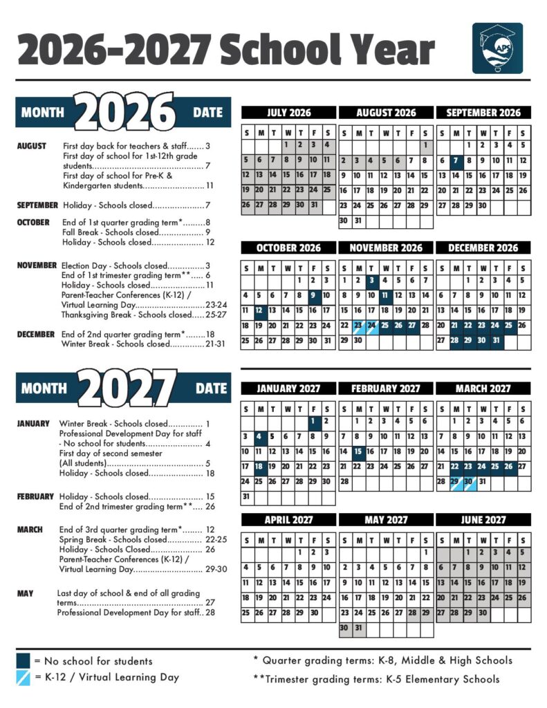 Albuquerque Public Schools Calendar 2026-2027