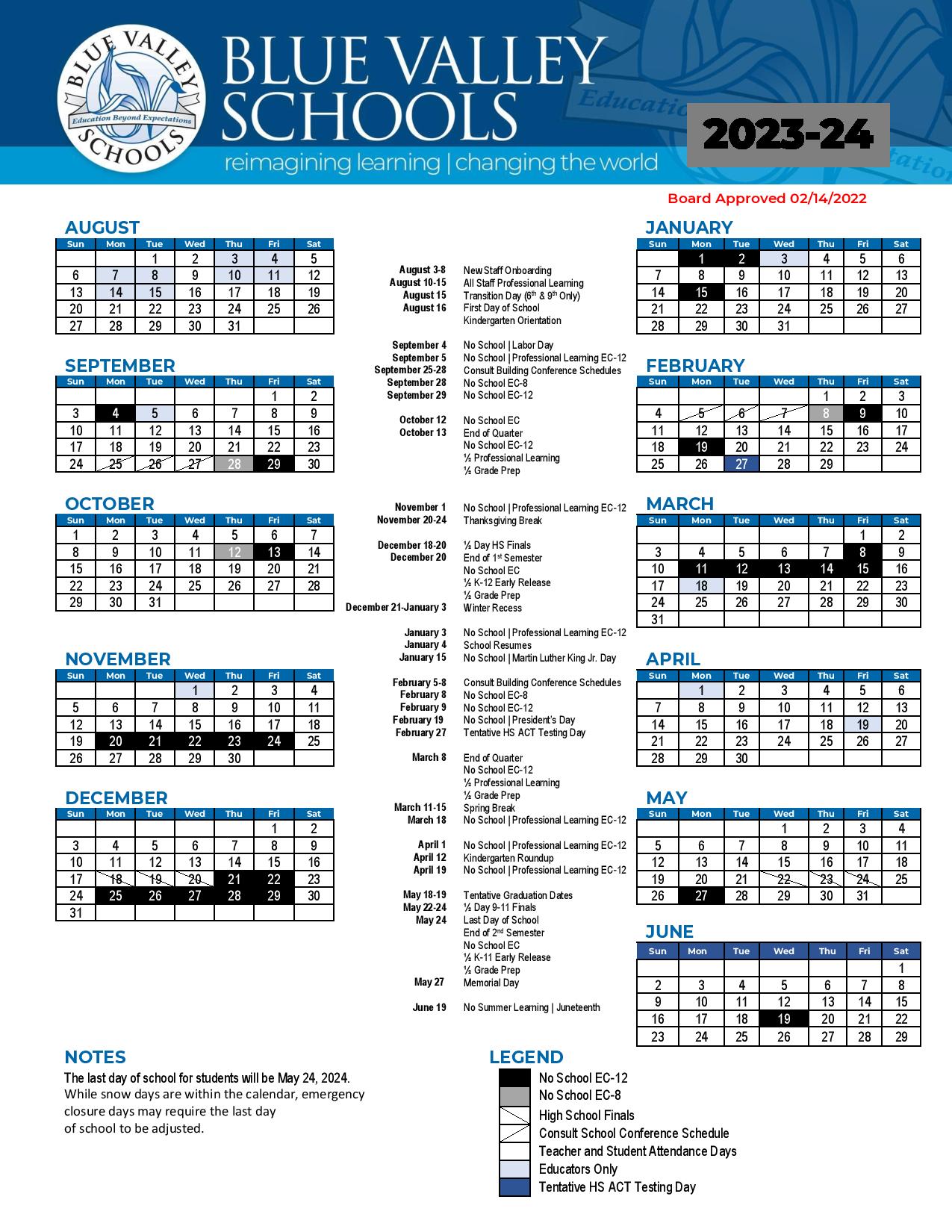 Blue Valley Calendar 24-25