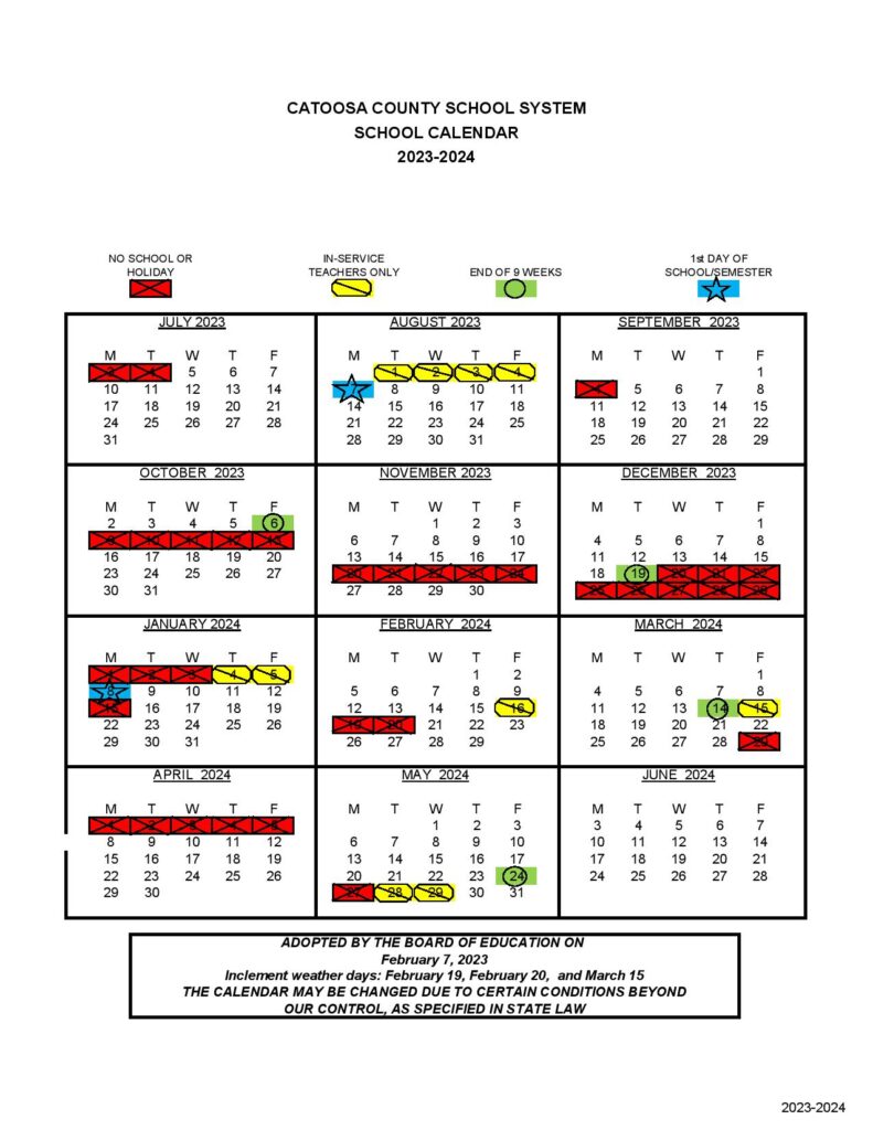 Catoosa County Schools Calendar