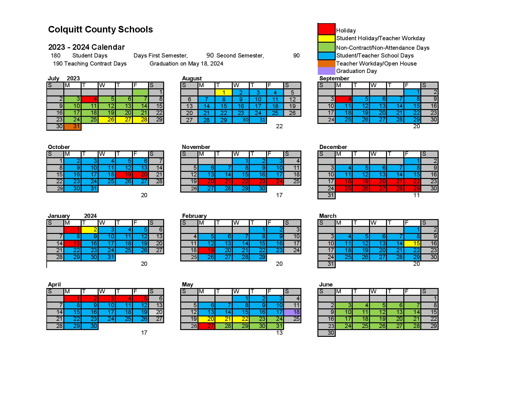 Colquitt County School Calendar 2025-25