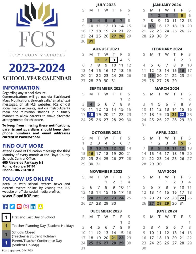 Floyd County Schools Calendar 2024