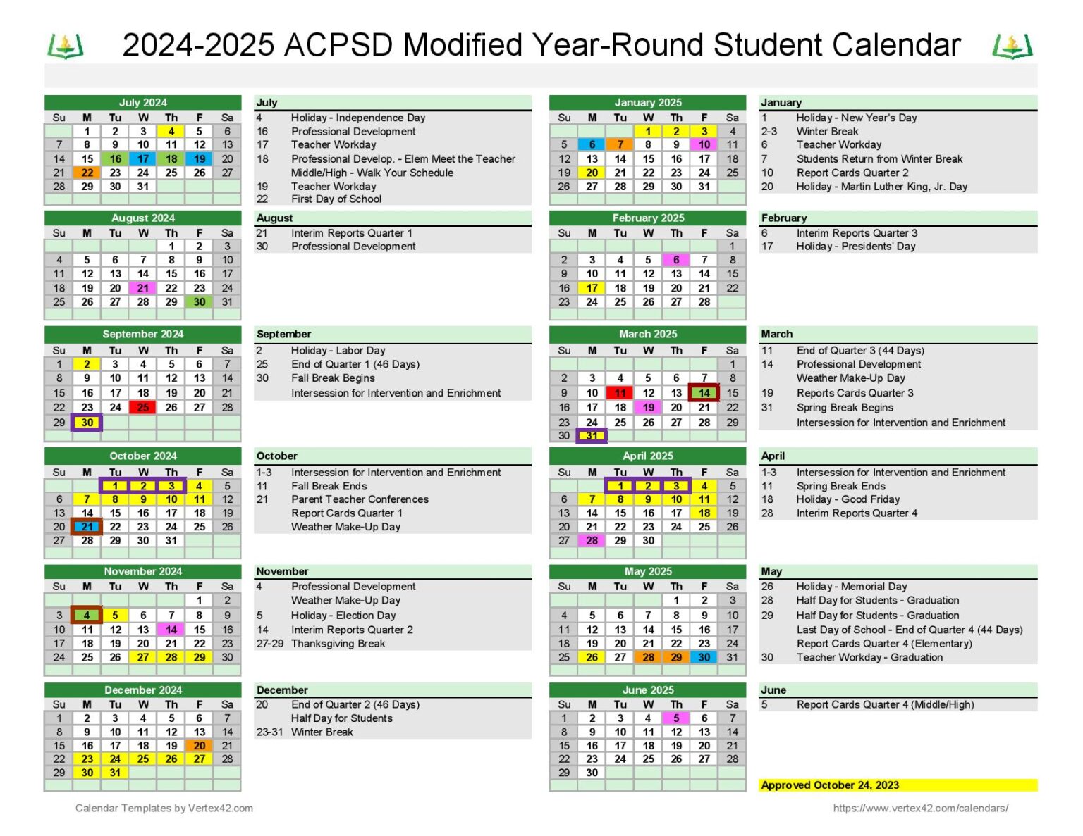 Aiken County Public Schools Calendar 20242025 in PDF