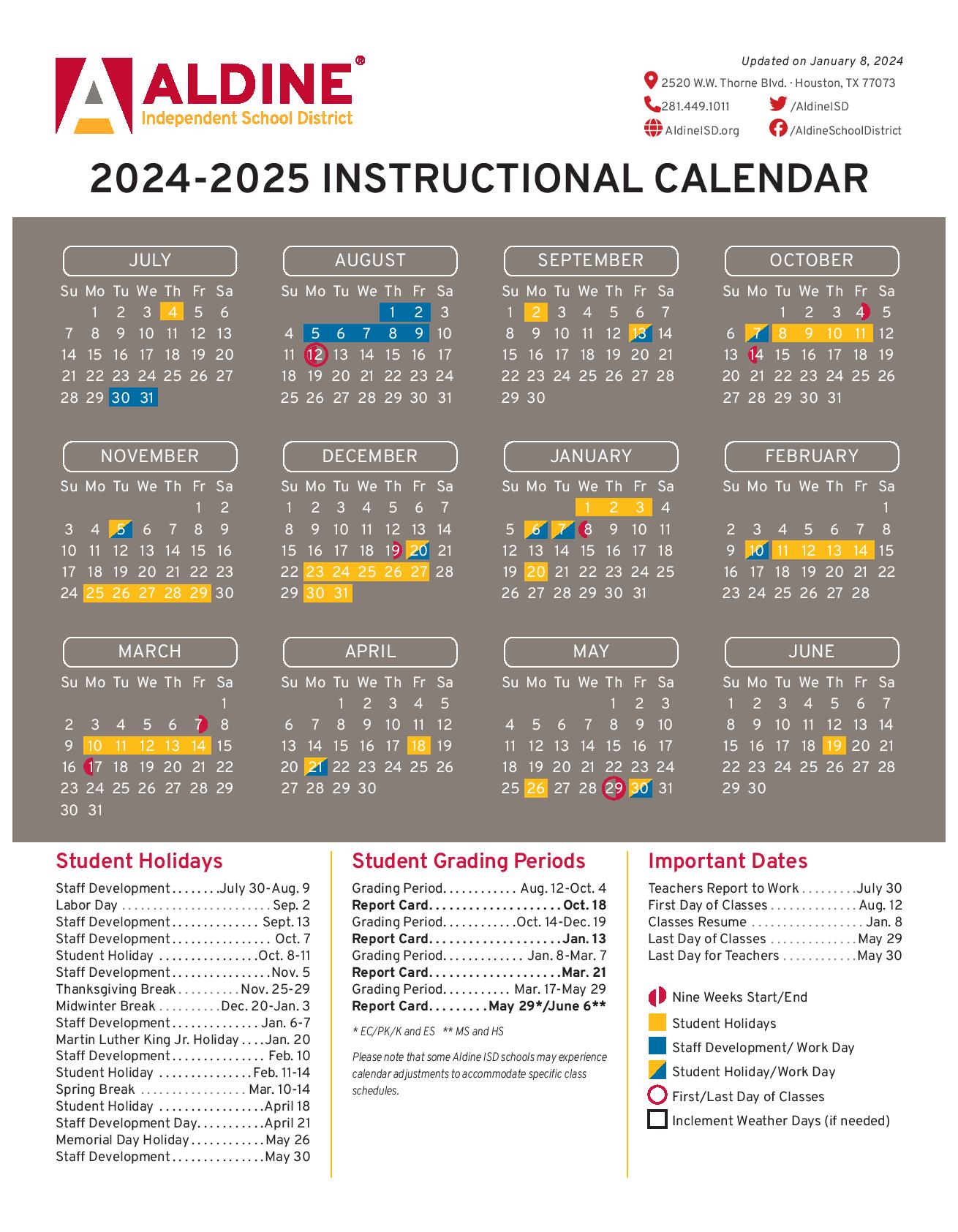 Aldine ISD Calendar 2025 2026 A Comprehensive Overview Calendar 2025 August Month