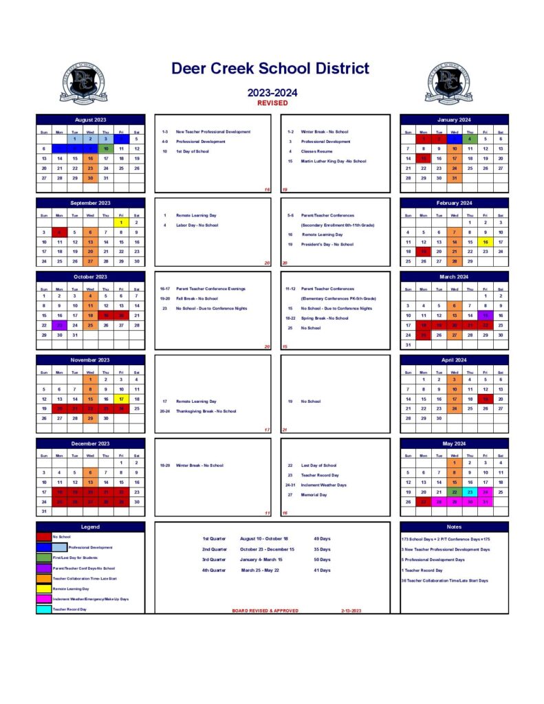 Deer Creek Schools Calendar