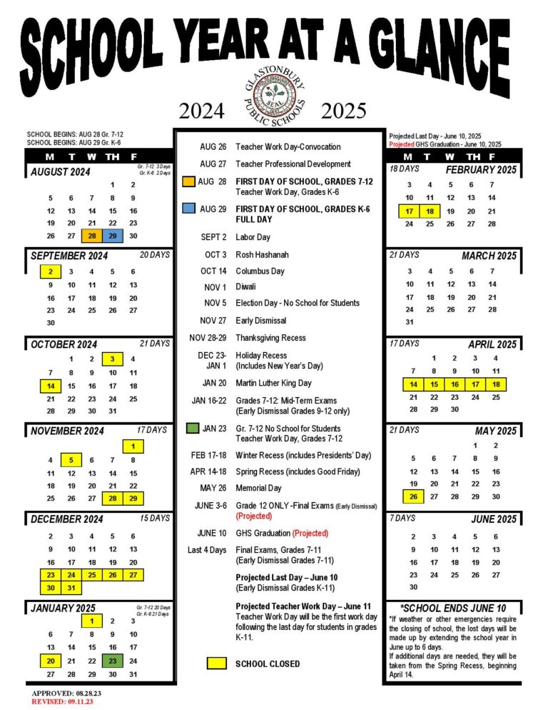 Glastonbury Public Schools Calendar 20242025 (Connecticut)