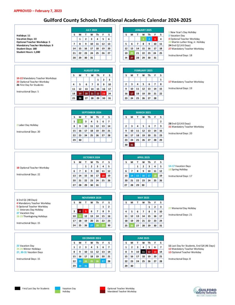 Guilford County Schools Calendar Holidays 20242025 PDF