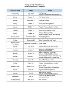 Orange County Public Schools Calendar 2024-2025  OCPS Calendar