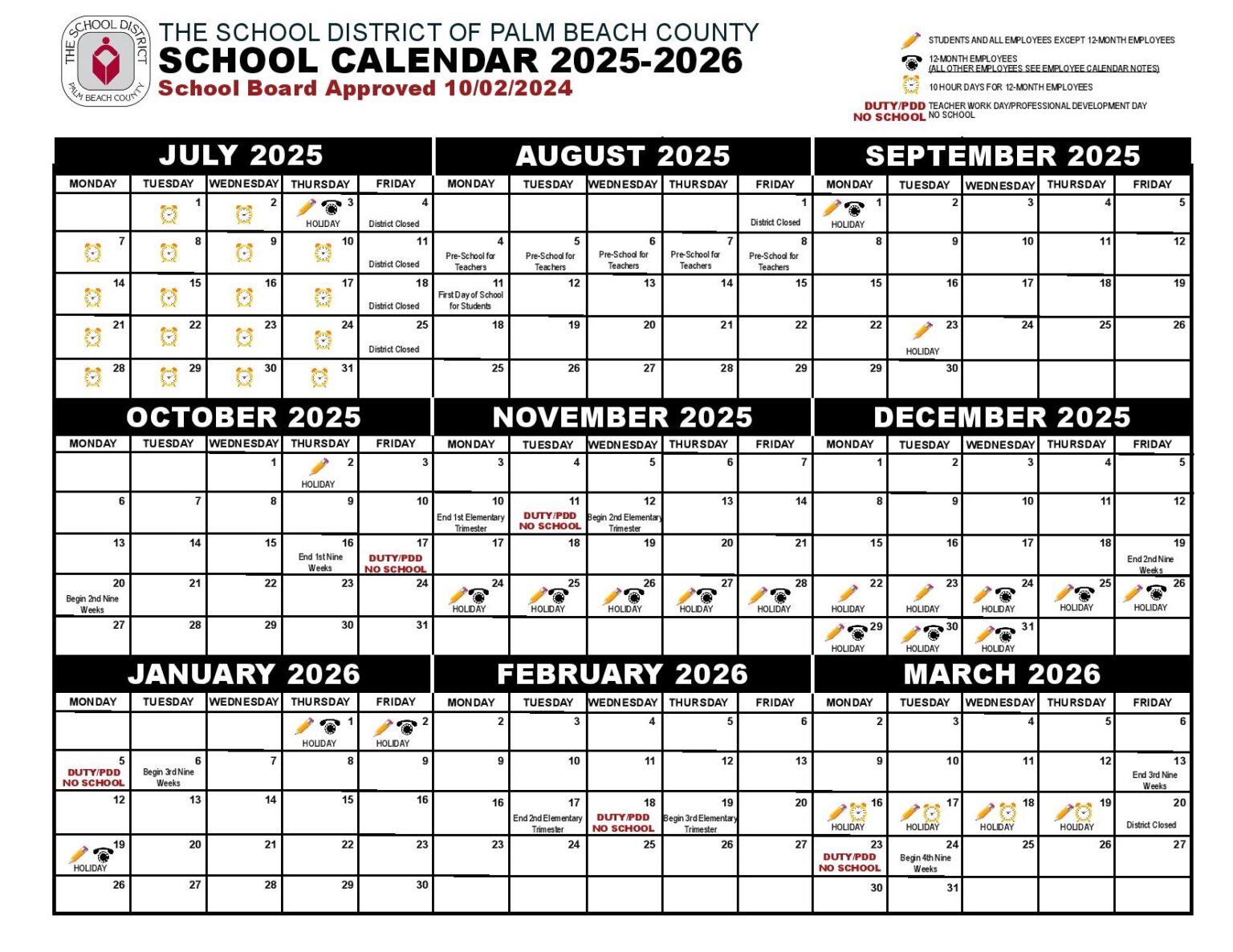 Palm Beach County School District Calendar Holidays 2025 2026 School