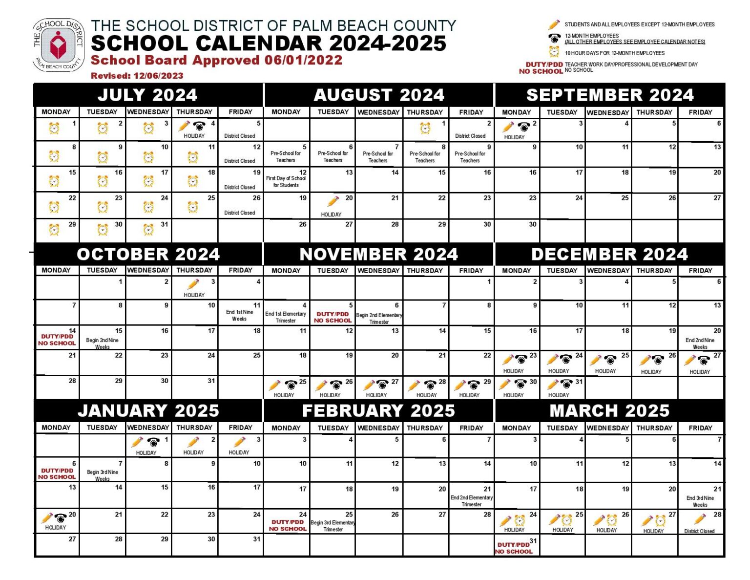 Palm Beach County School District Calendar Holidays 20242025