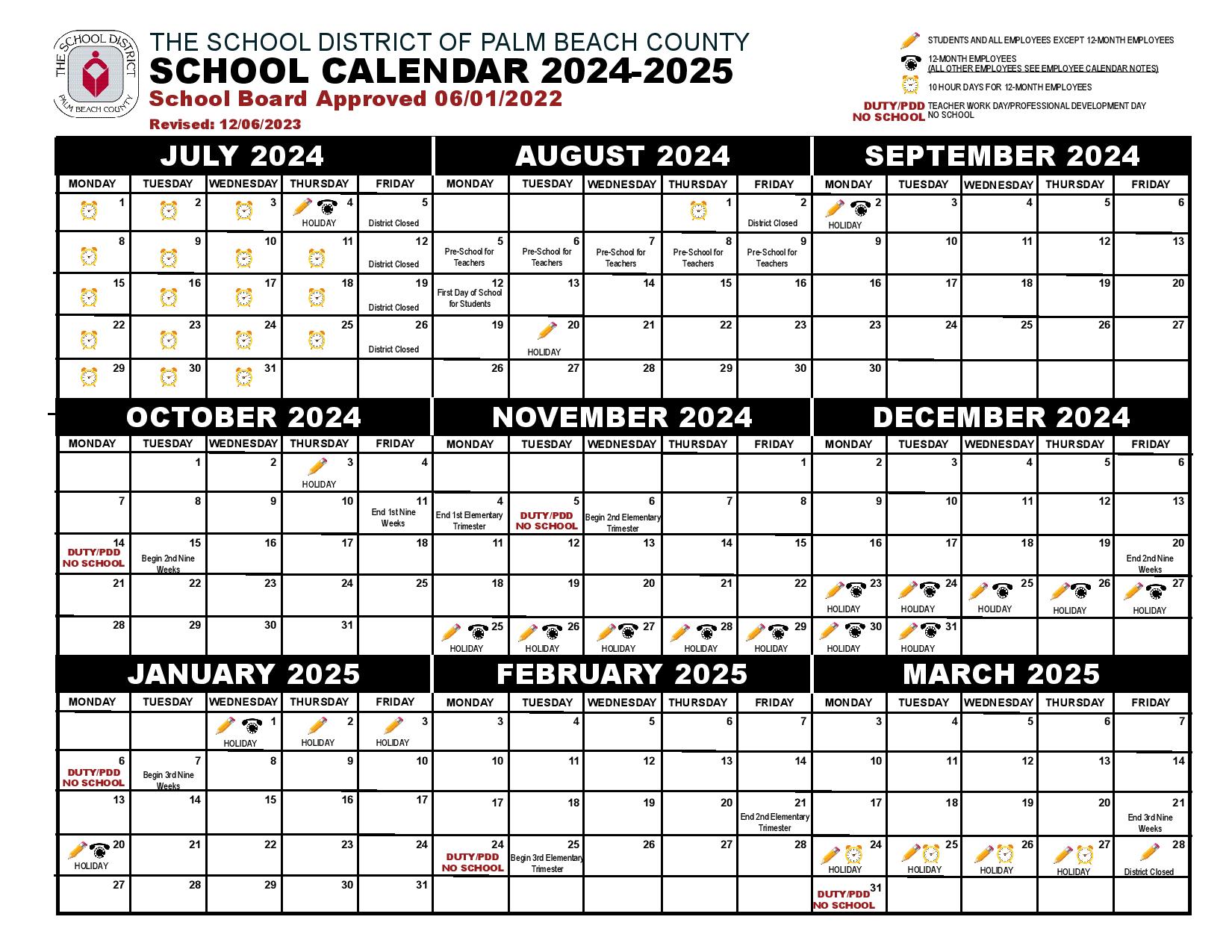 Palm Beach County School District Calendar Holidays 20242025