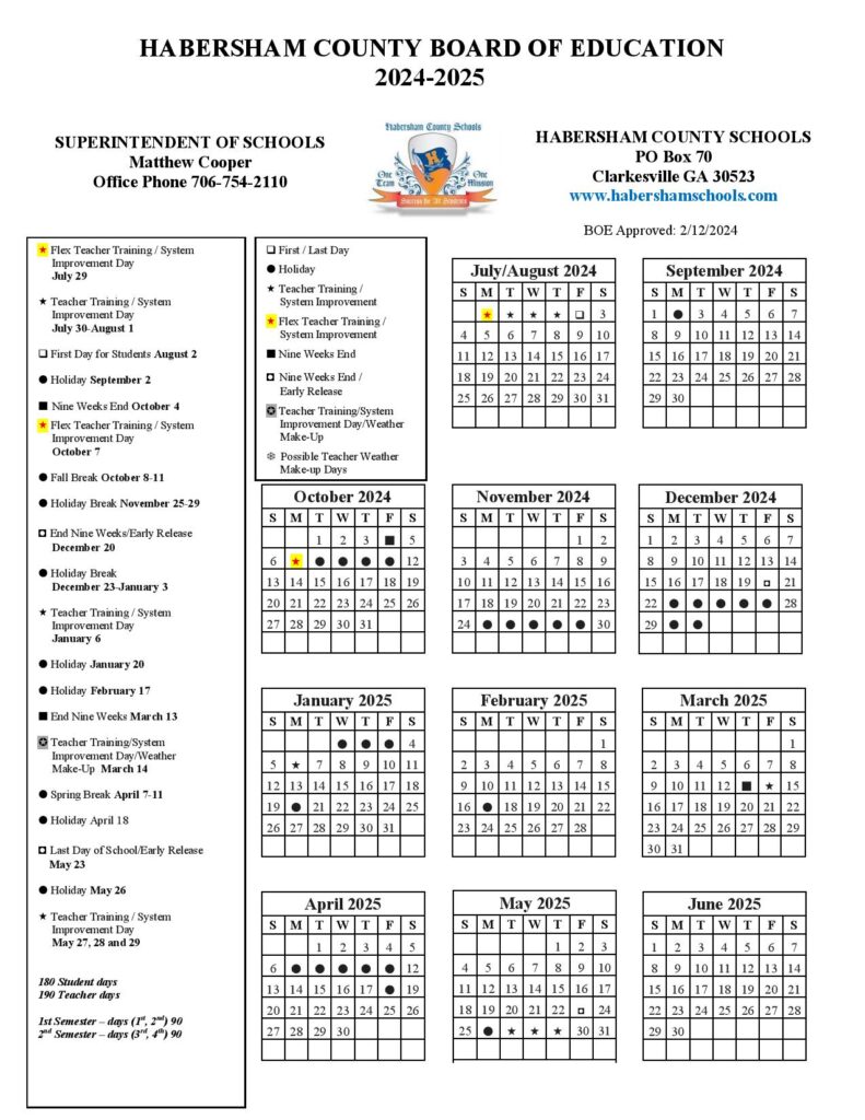 Habersham County Schools Calendar