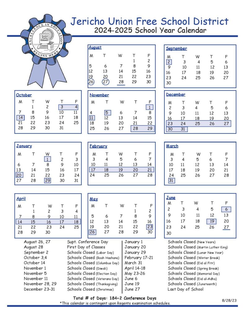 Jericho Union Free School District Calendar