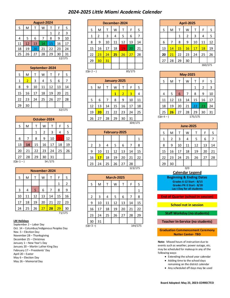 Little Miami Schools Calendar 20242025 & Holiday Breaks