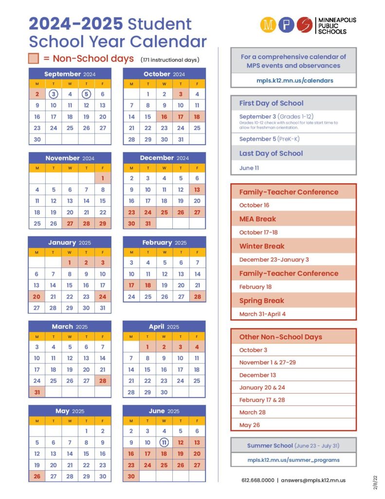 Minneapolis Public Schools Calendar