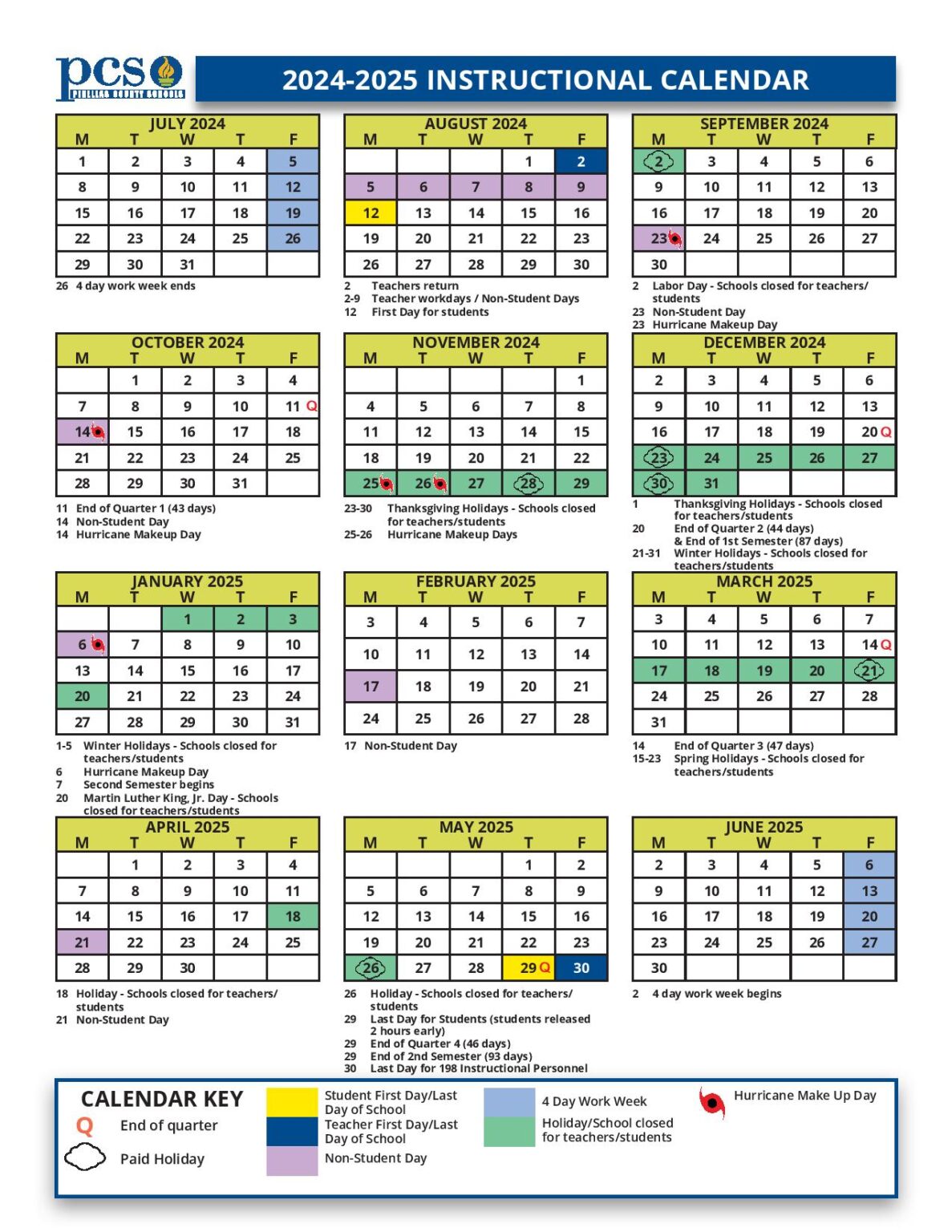 Pinellas County Schools Calendar Holidays 2024 2025 PDF