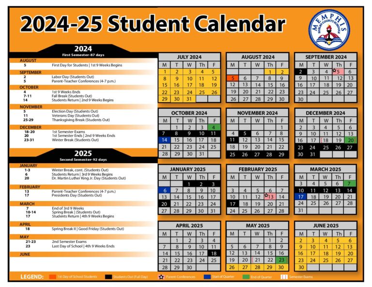 Shelby County Schools Calendar 20252025 (MSCS Holidays)