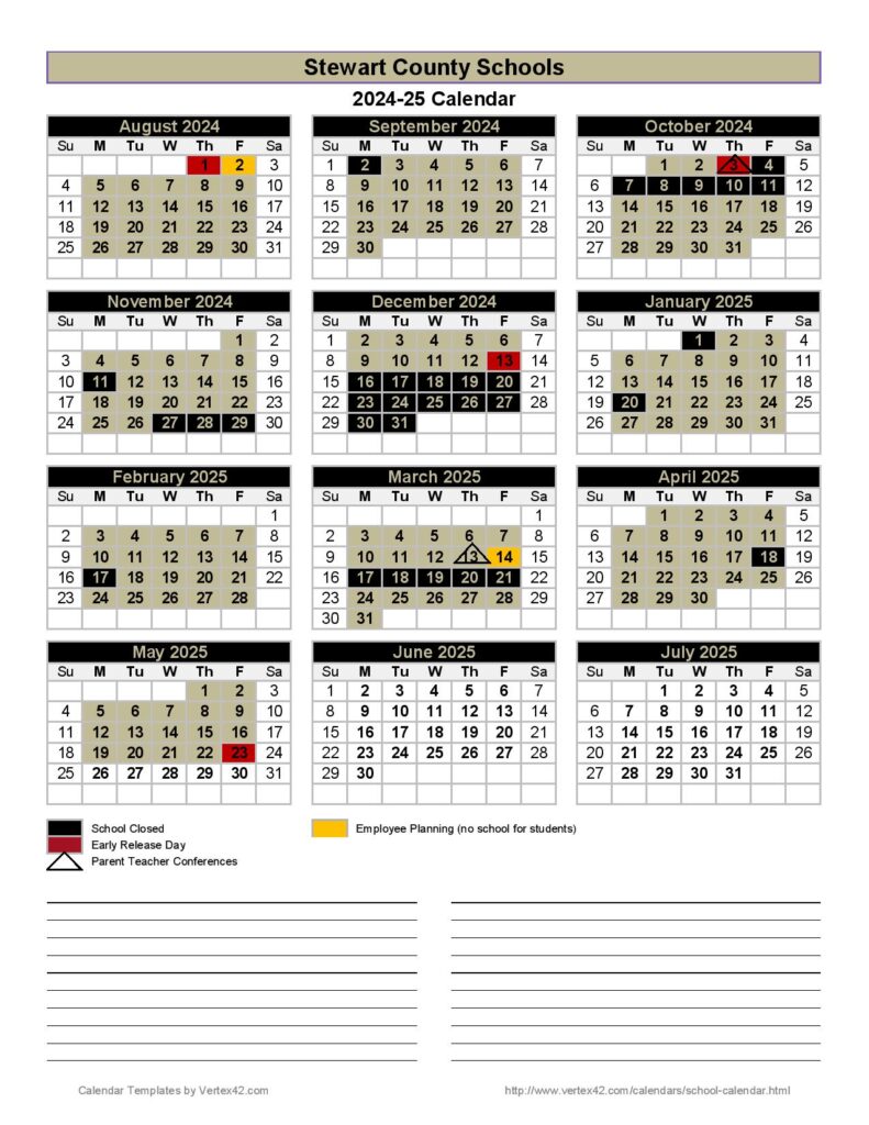 Stewart County Schools Calendar