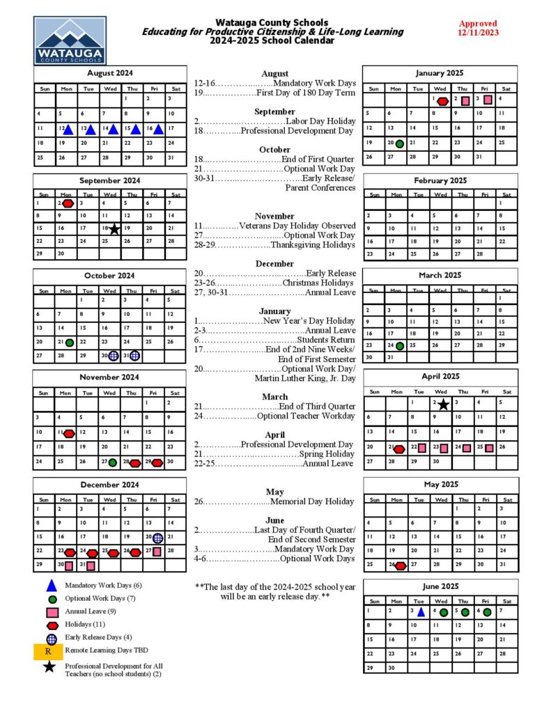 Watauga County Schools Calendar