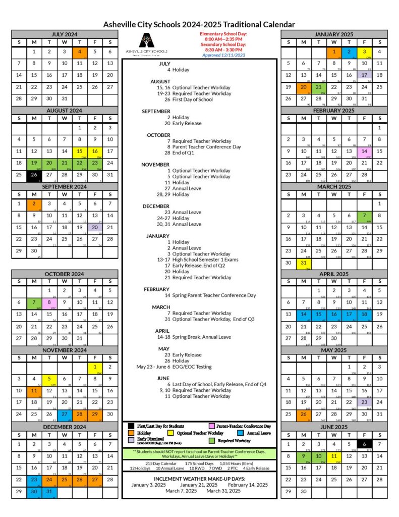 Asheville City Schools Calendar