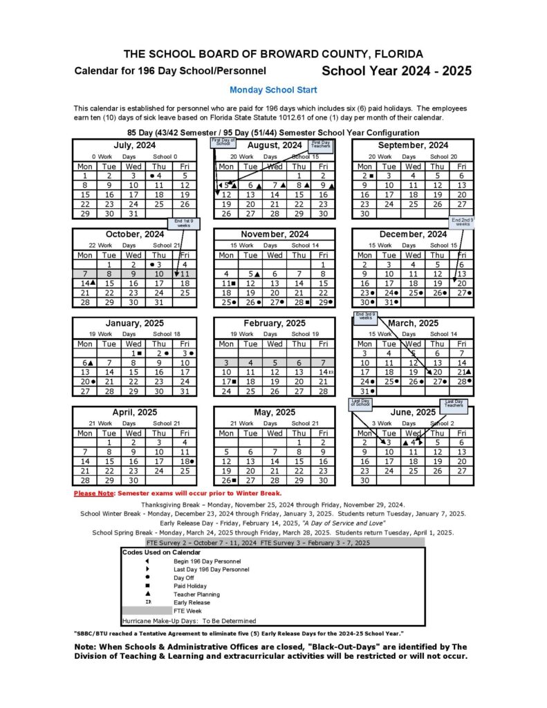Broward County Public Schools Calendar