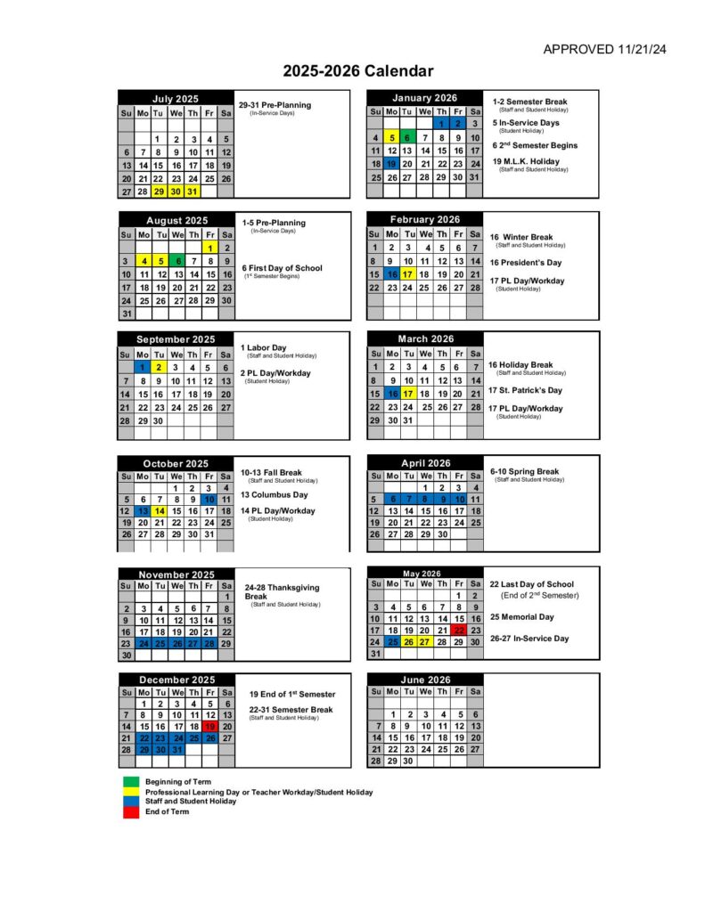 Bryan County Schools Calendar 2025-2026