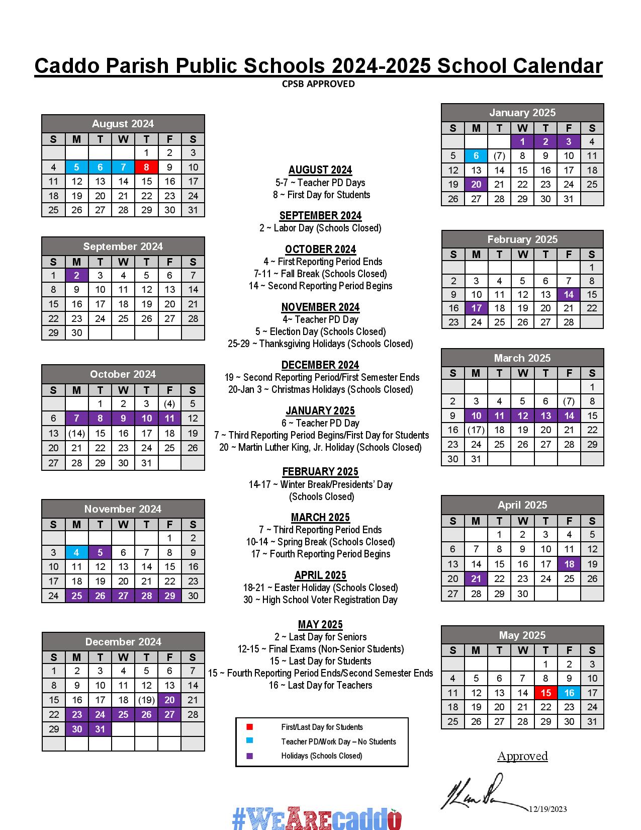 Caddo Parish Public Schools Calendar Holidays 20252025 PDF