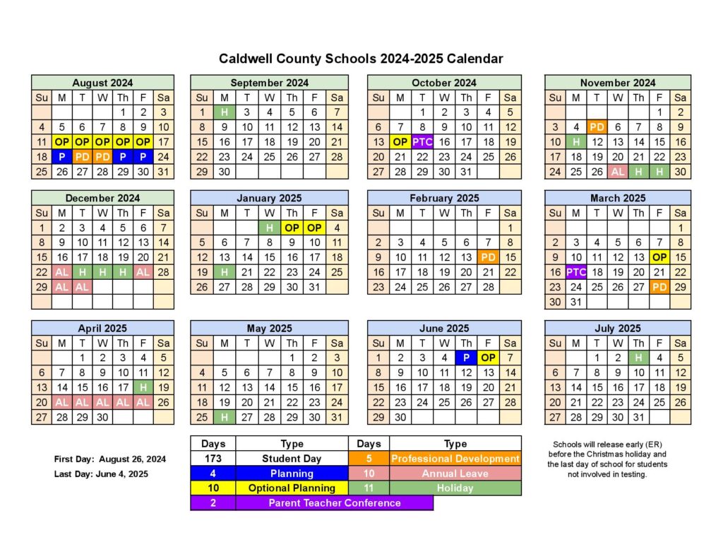 Caldwell County Schools Calendar