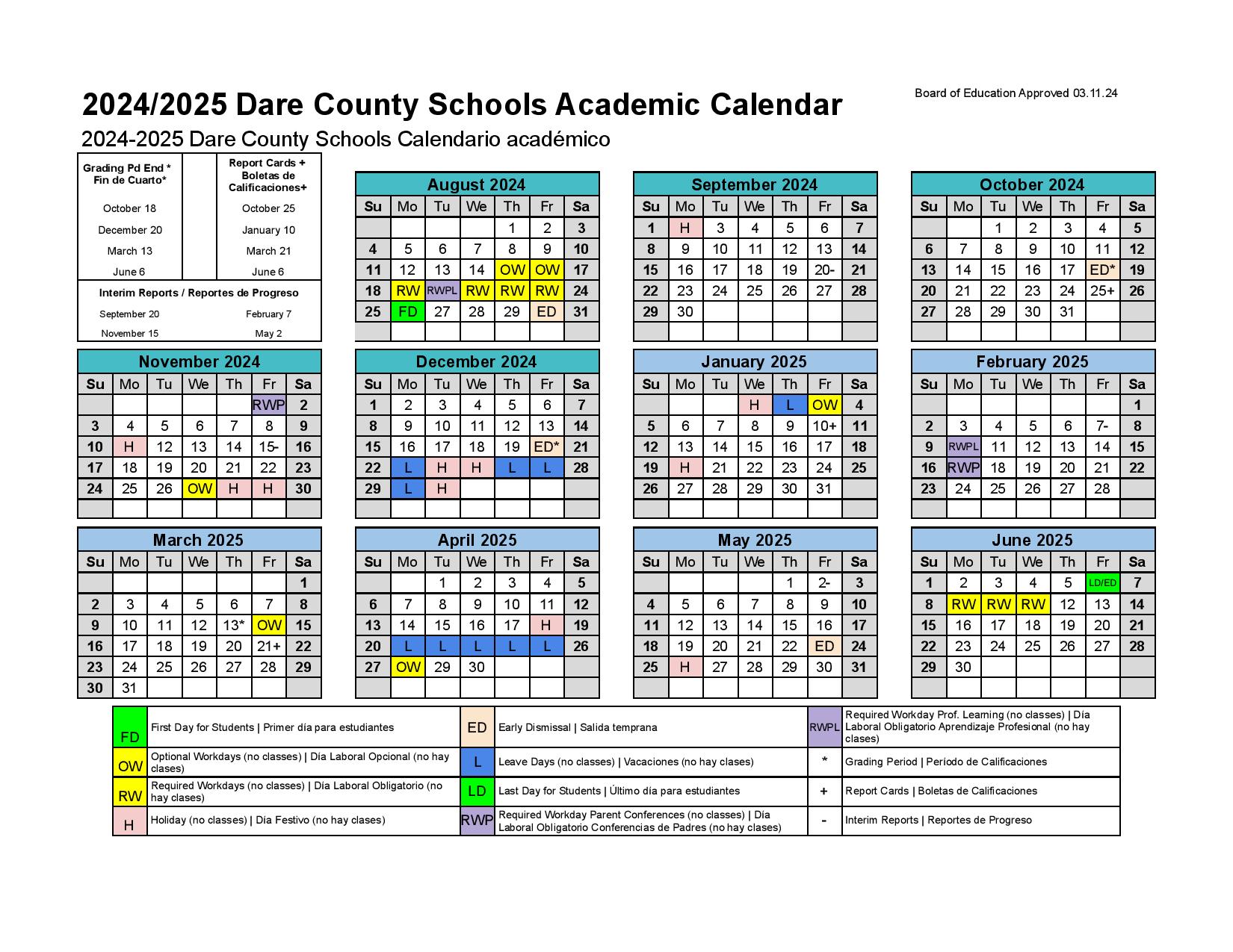 Dare County Schools Calendar 20242025 in PDF & Holidays