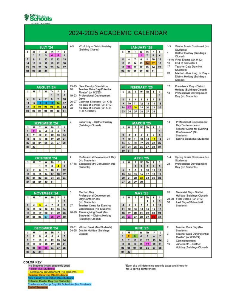 Edina Public Schools Calendar