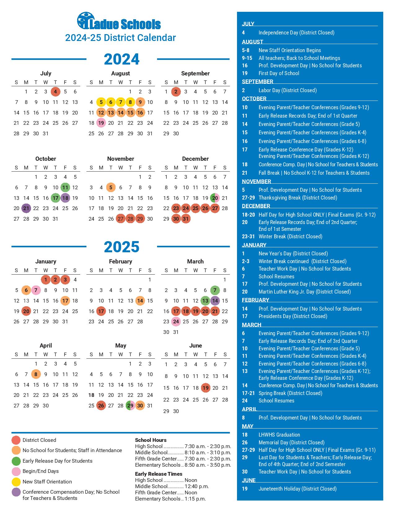 Ladue School District Calendar 2024 2025 In PDF