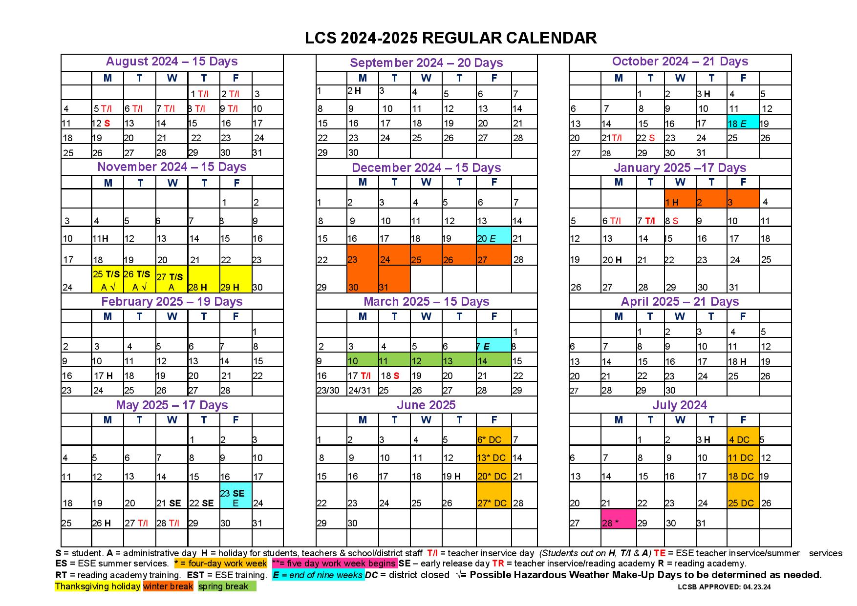 Leon County Schools Calendar Holidays 20242025 PDF