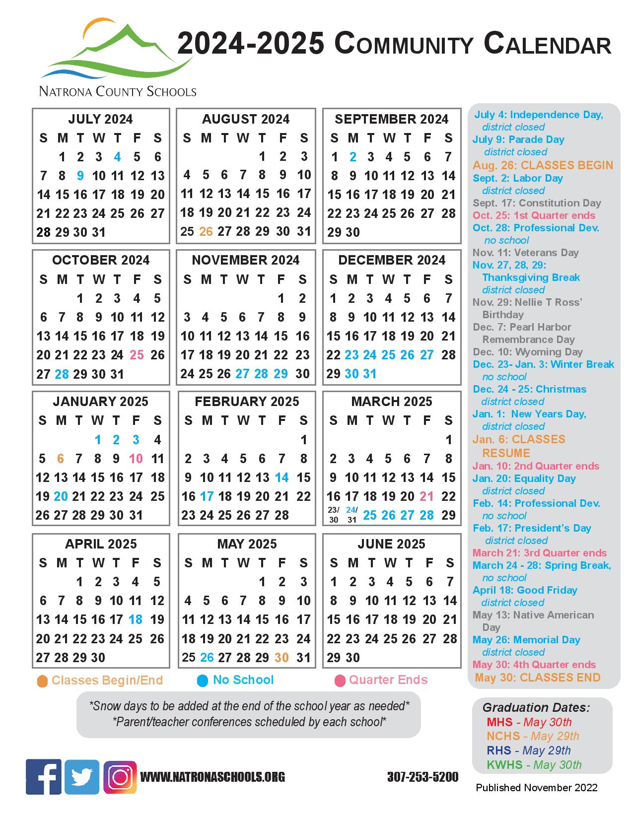 Natrona County School District 1 Calendar 20232024