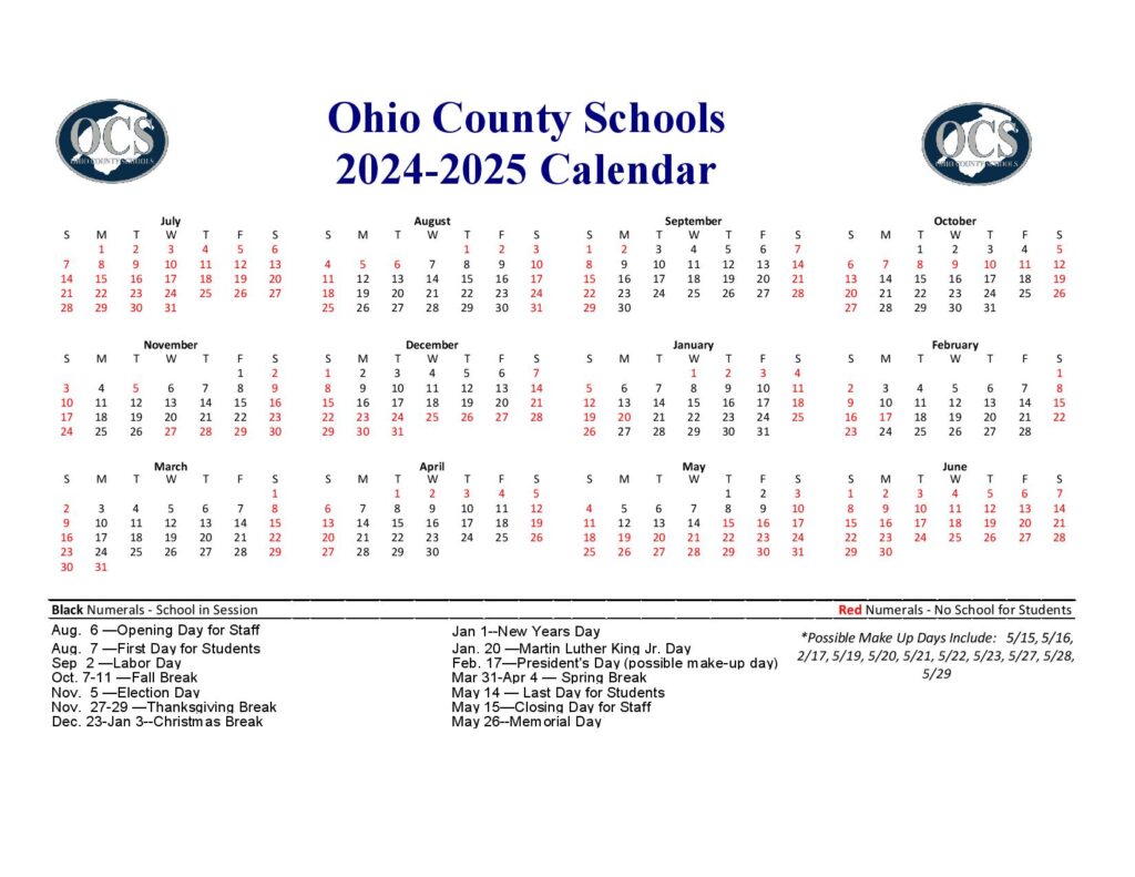 Ohio County Schools Calendar