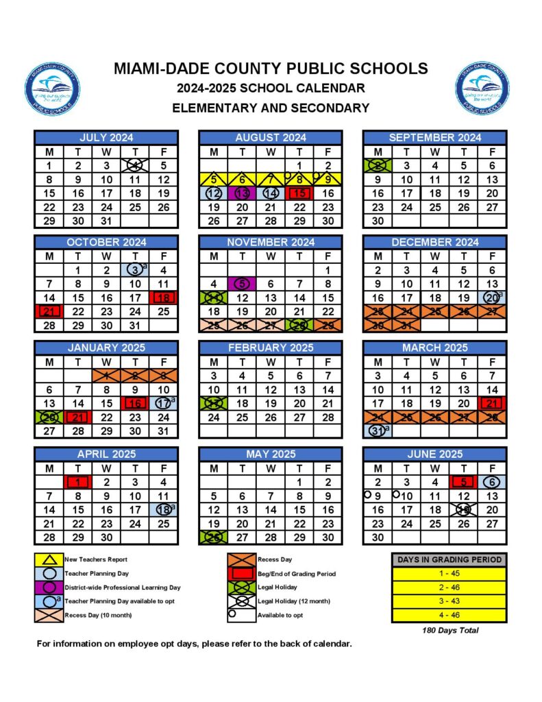 MiamiDade County Public Schools Calendar Holidays 20242025