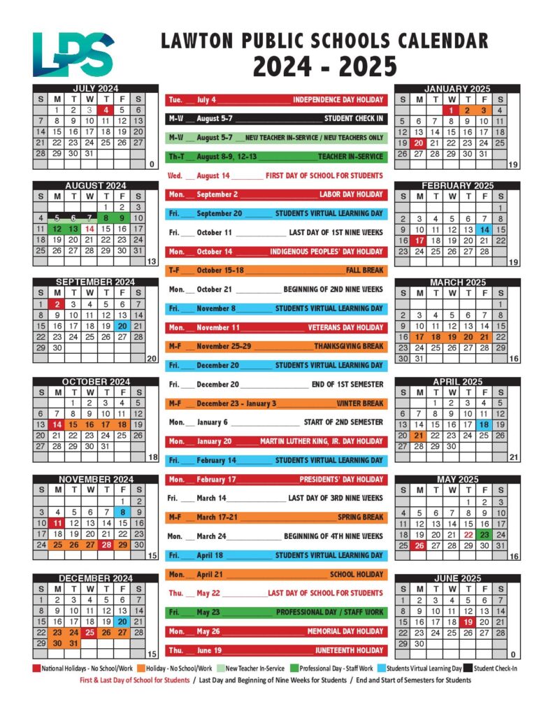 Lawton Public Schools Calendar