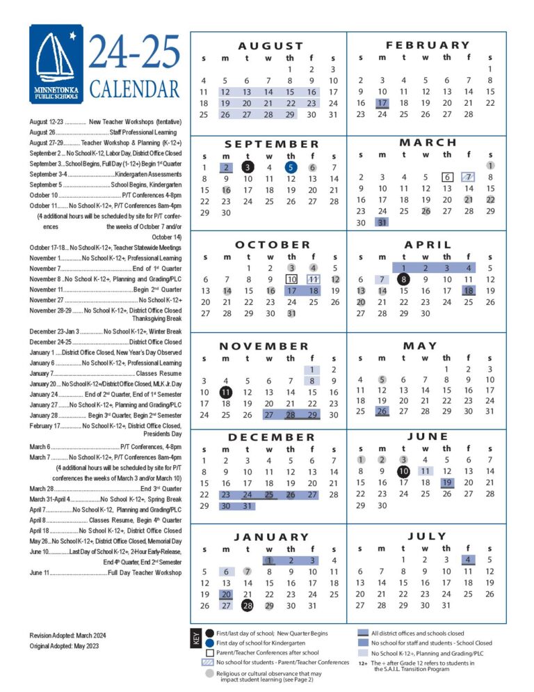 Schools Calendar 20242025 in PDF