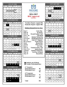 Moore Schools Calendar 2024 2025 in PDF Holiday Breaks School
