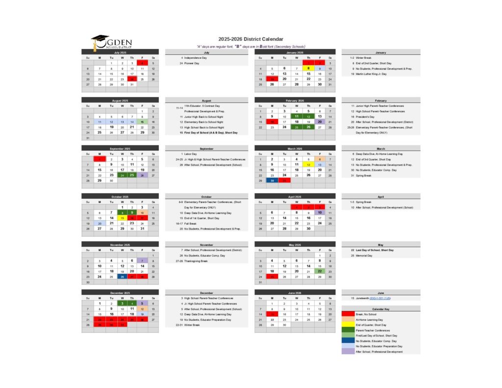Ogden School District Calendar 2025-2026