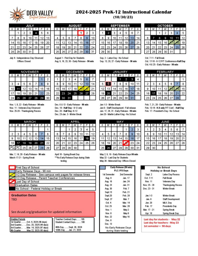 Deer Valley School District Calendar