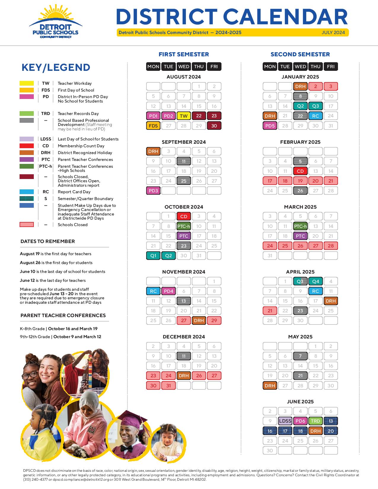 Detroit Public Schools Calendar 20242025 in PDF