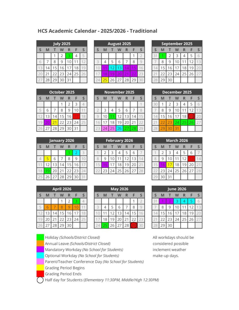 Hoke County Schools Calendar 2025-2026