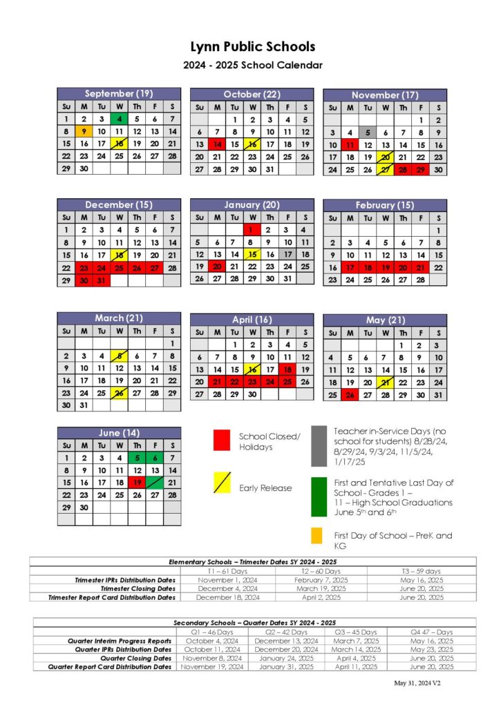 Lynn Public Schools Calendar