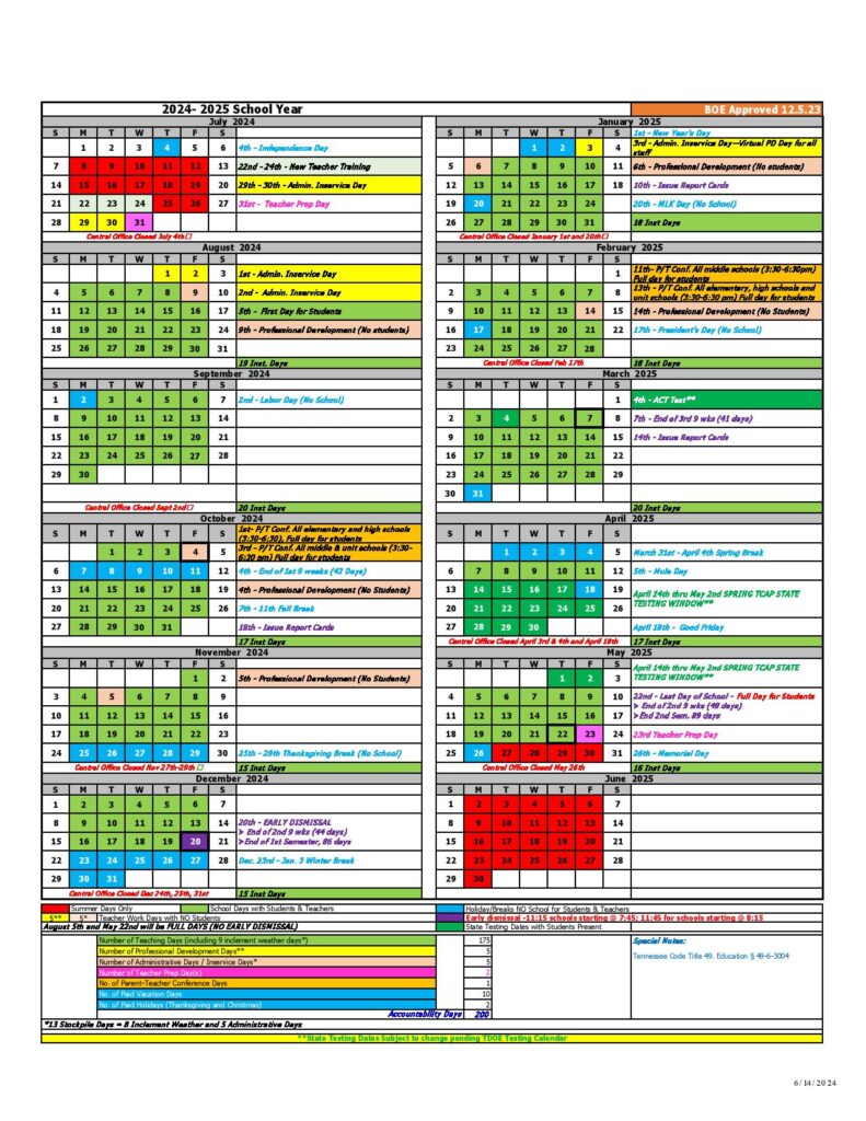 Maury County Schools Calendar