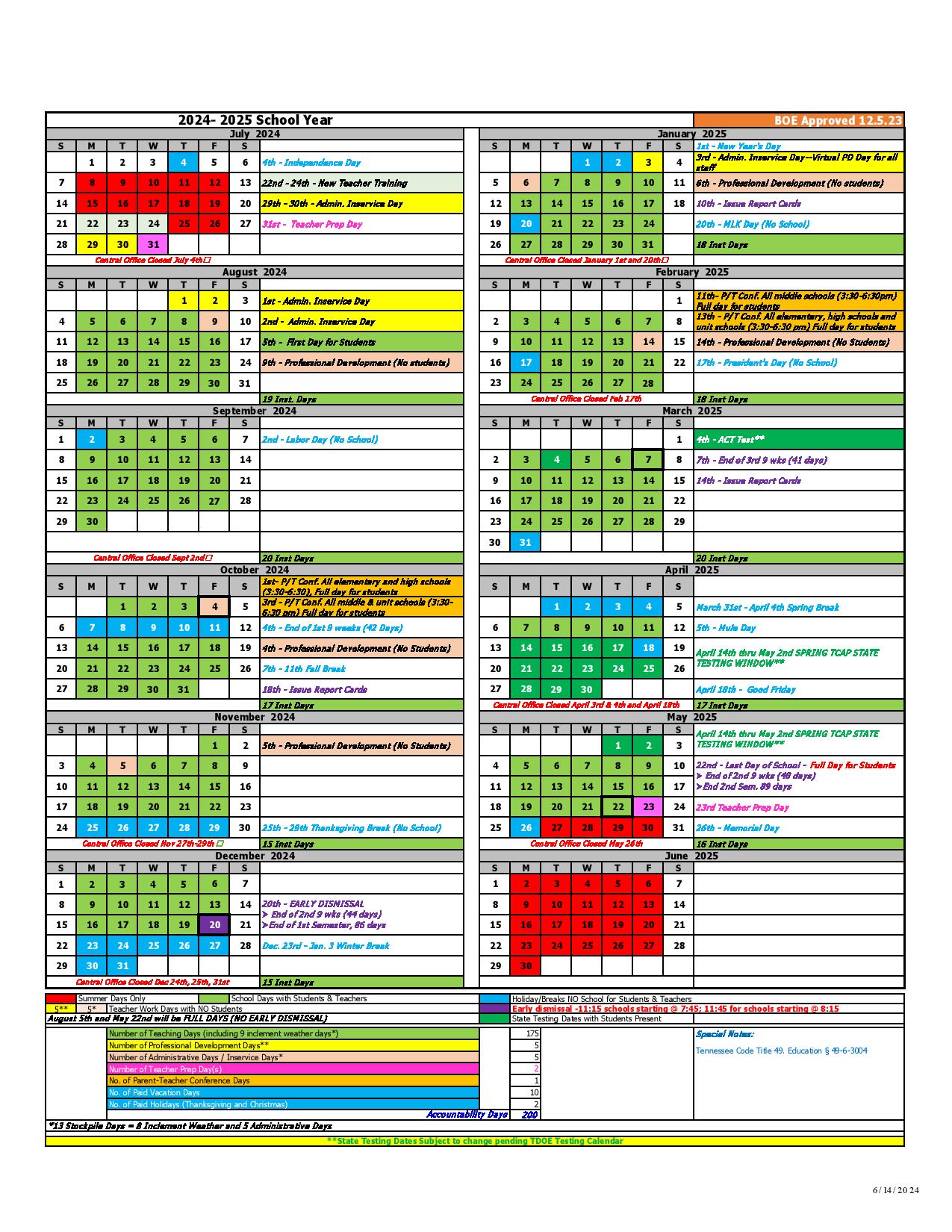 Maury county schools calendar 2024 2025 pdf mcps holidays