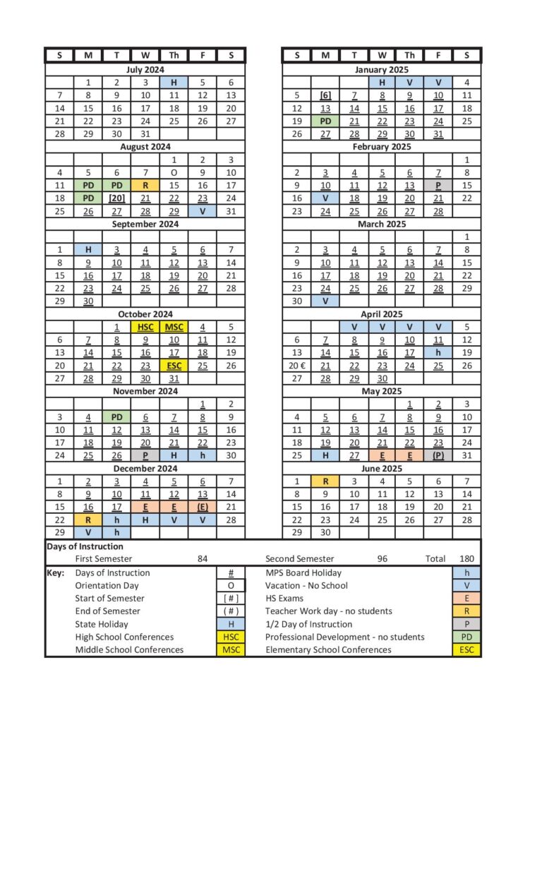 Midland Public Schools Calendar 202425 PDF MPS Michigan