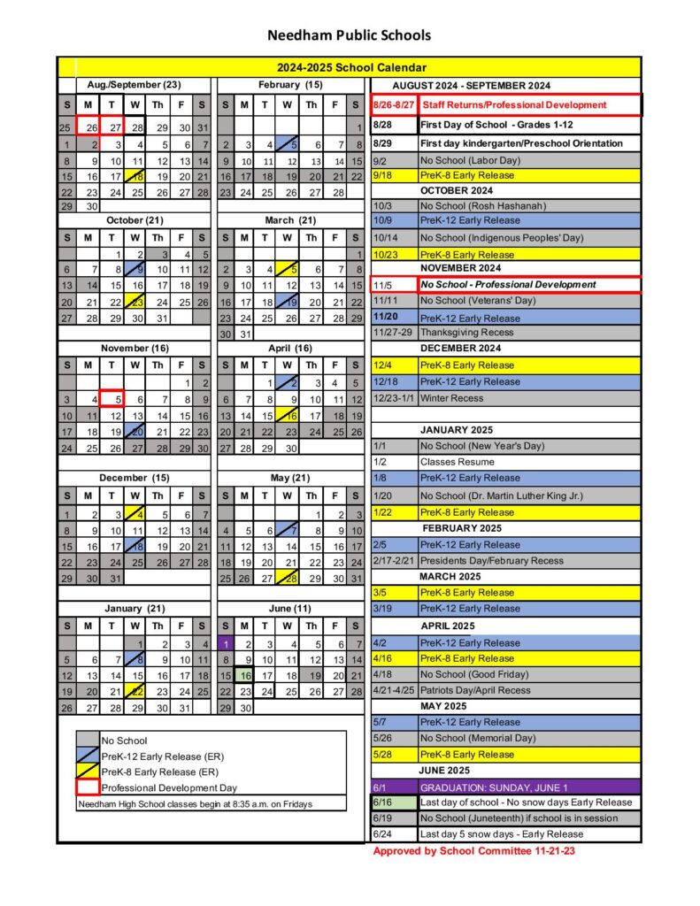 Needham Public Schools Calendar