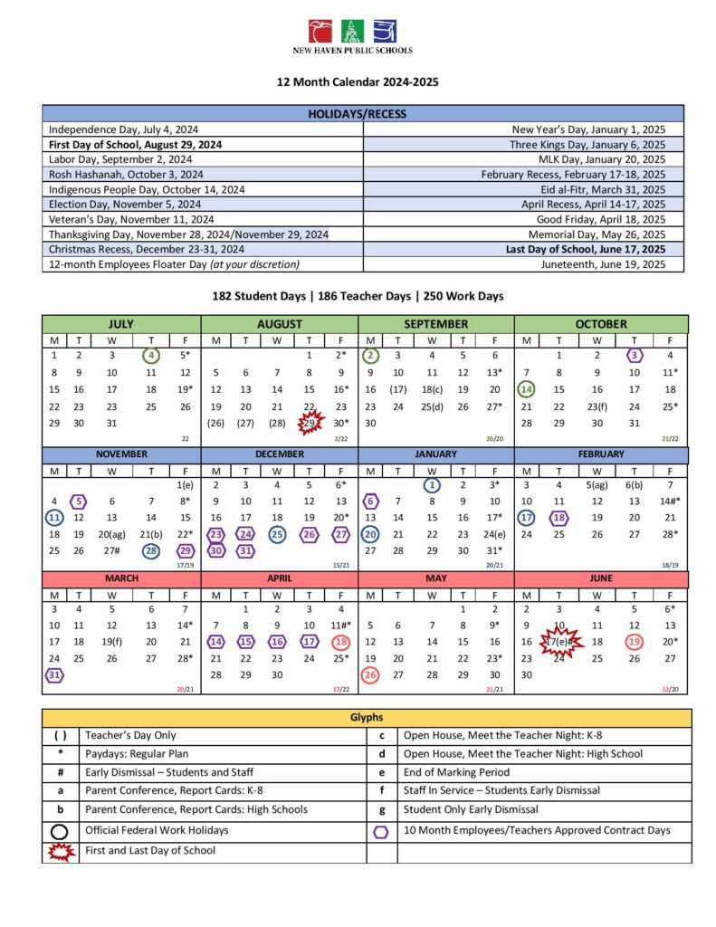 New Haven Public Schools Calendar